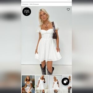 Princess Polly White Puff Sleeve Mini Dress